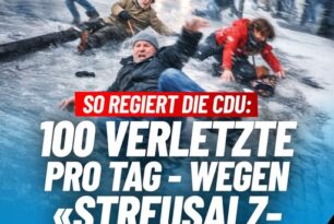 So regiert die CDU: 100 Verletzte pro Tag – wegen „Streusalzverbot“! So regiert die CDU: 100 Verletzte pro Tag – wegen „Streusalzverbot“!