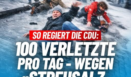 So regiert die CDU: 100 Verletzte pro Tag – wegen „Streusalzverbot“!